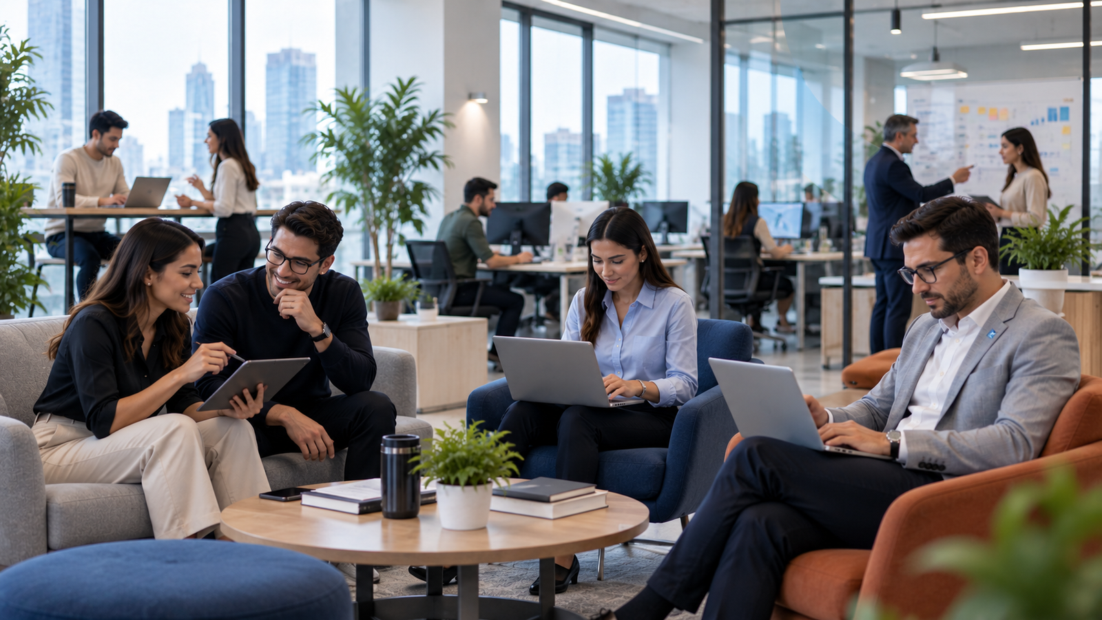 Colaboración en una Oficina Moderna